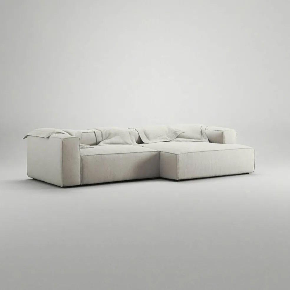 Grand 3-Sitssoffa schäslong Höger Minetyg, Moon White