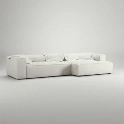 Grand 4-Sitssoffa schäslong Höger Bouclétyg, Steam White