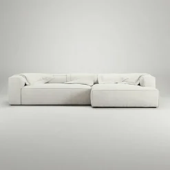 Grand 4-Sitssoffa schäslong Höger Bouclétyg, Steam White