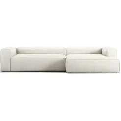 Grand 4-Sitssoffa schäslong Höger Bouclétyg, Steam White