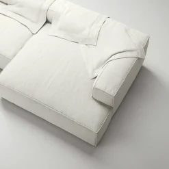 Grand 4-Sitssoffa schäslong Höger Bouclétyg, Steam White