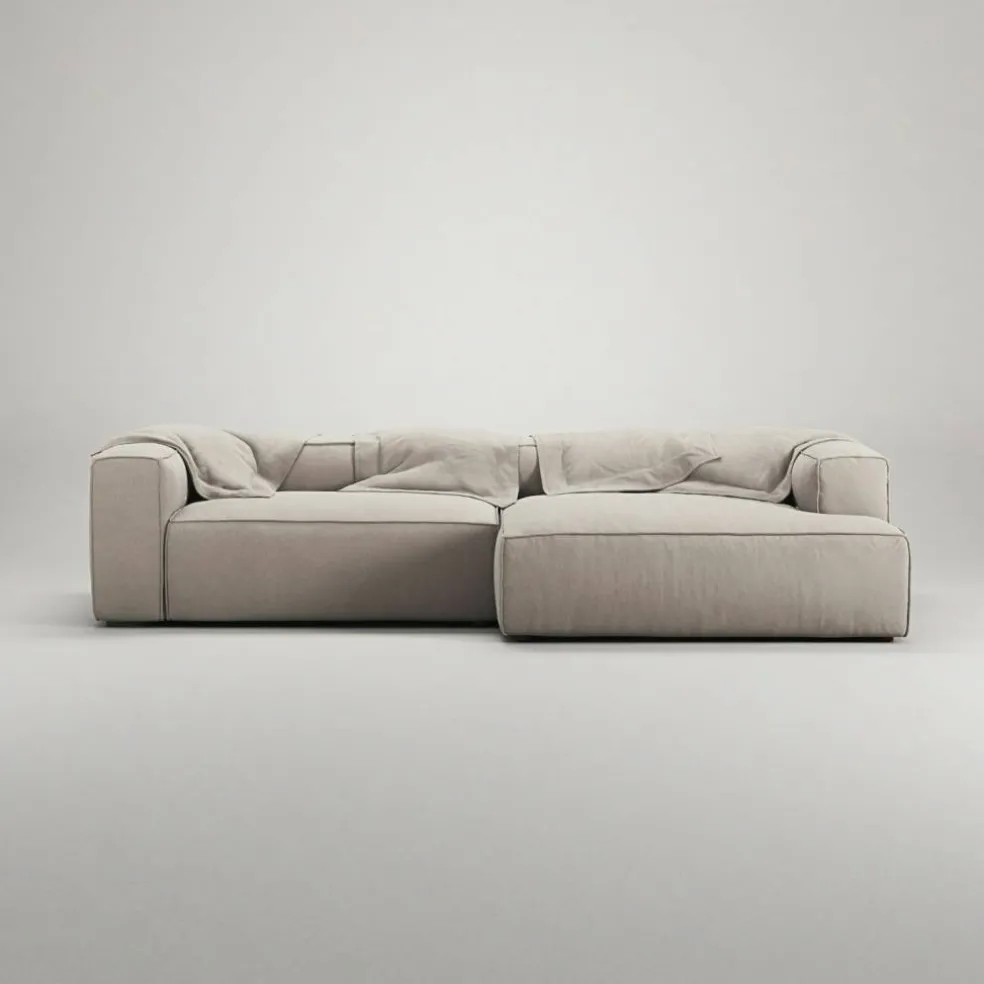 Grand 3-Sitssoffa schäslong Höger Minetyg, Sandshell Beige