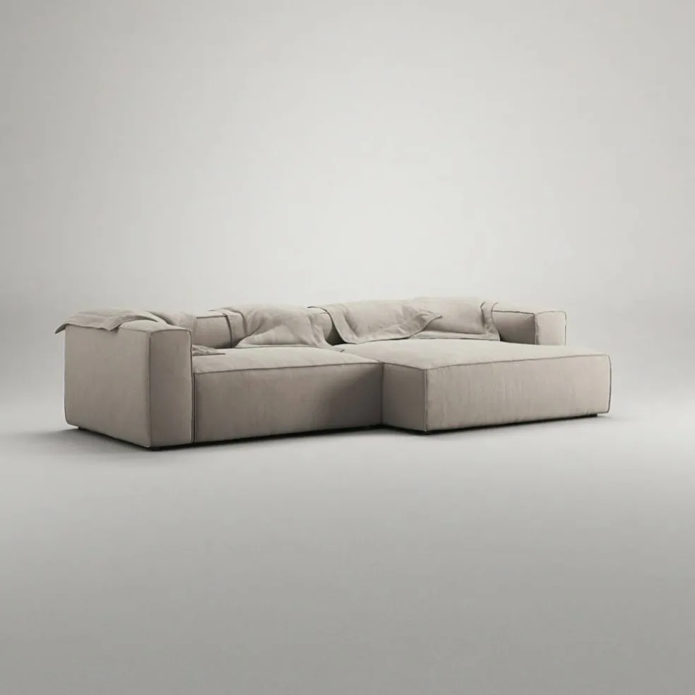 Grand 3-Sitssoffa schäslong Höger Minetyg, Sandshell Beige