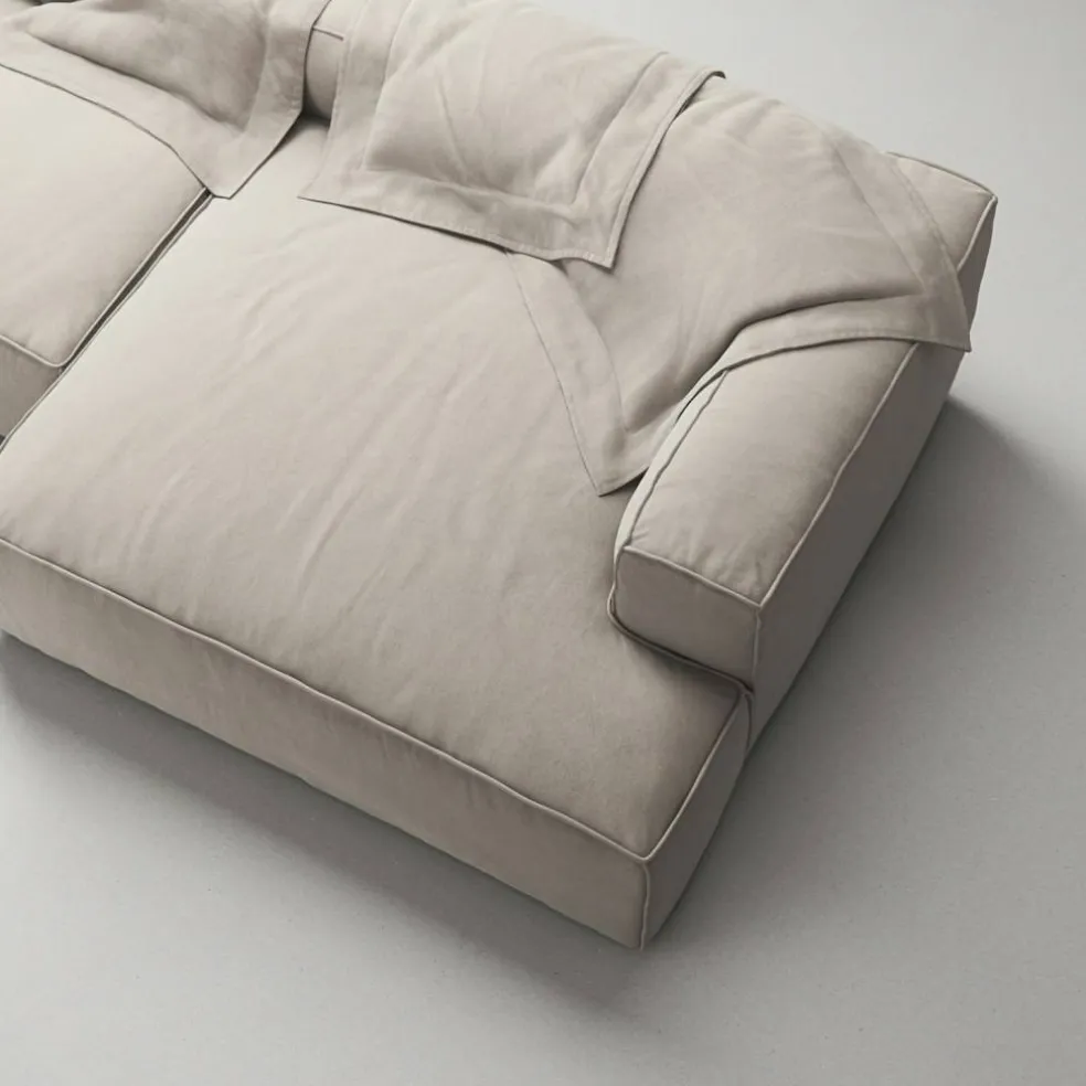 Grand 3-Sitssoffa schäslong Höger Minetyg, Sandshell Beige