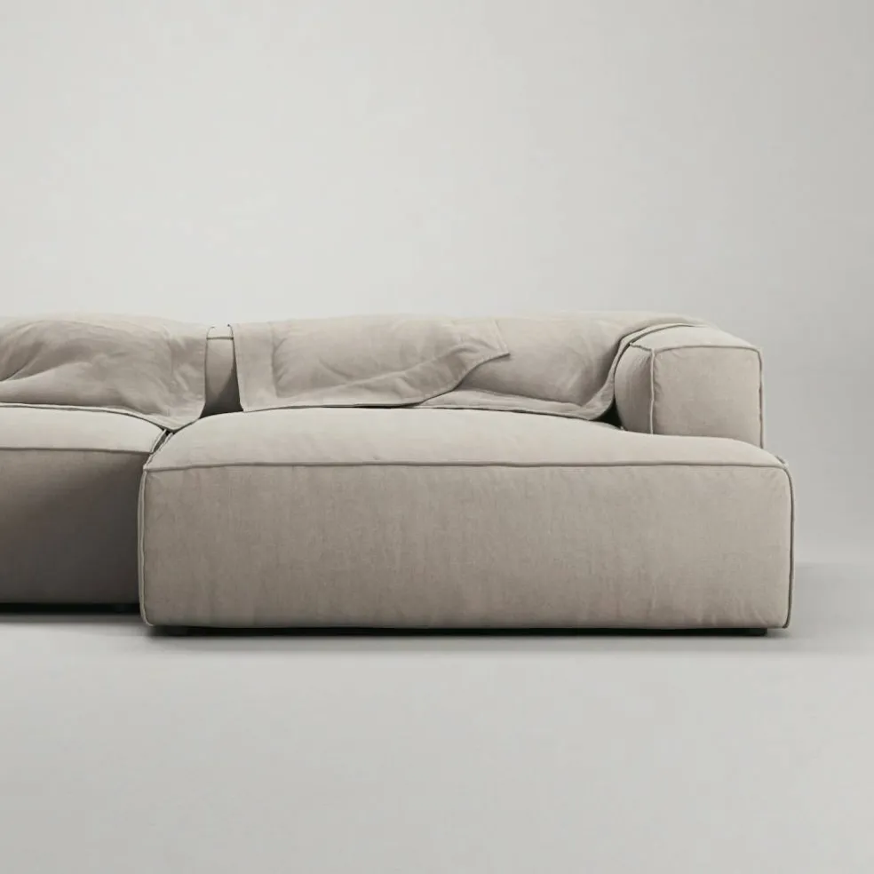 Grand 3-Sitssoffa schäslong Höger Minetyg, Sandshell Beige