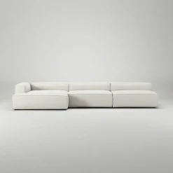 Grand 5-Sitssoffa schäslong Vänster Bouclétyg, Steam White