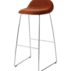 GUBI 3D Barstol H75, Rostfritt Stål / Belsuede Special Dedar 133