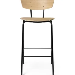 Herman Barstol Med Fotstöd H87 cm, Vitoljad Ek / Svart med fotstöd.