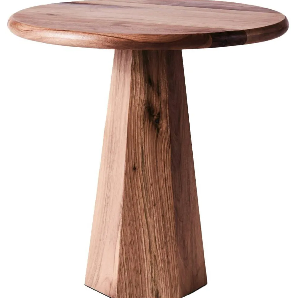 Hexagon Sidobord Ø45 cm, Walnut