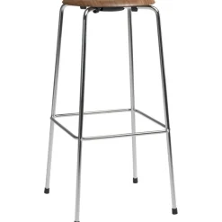 High Dot™ Barstol Med 4 Ben 76 cm, Krom / Valnötsfanér