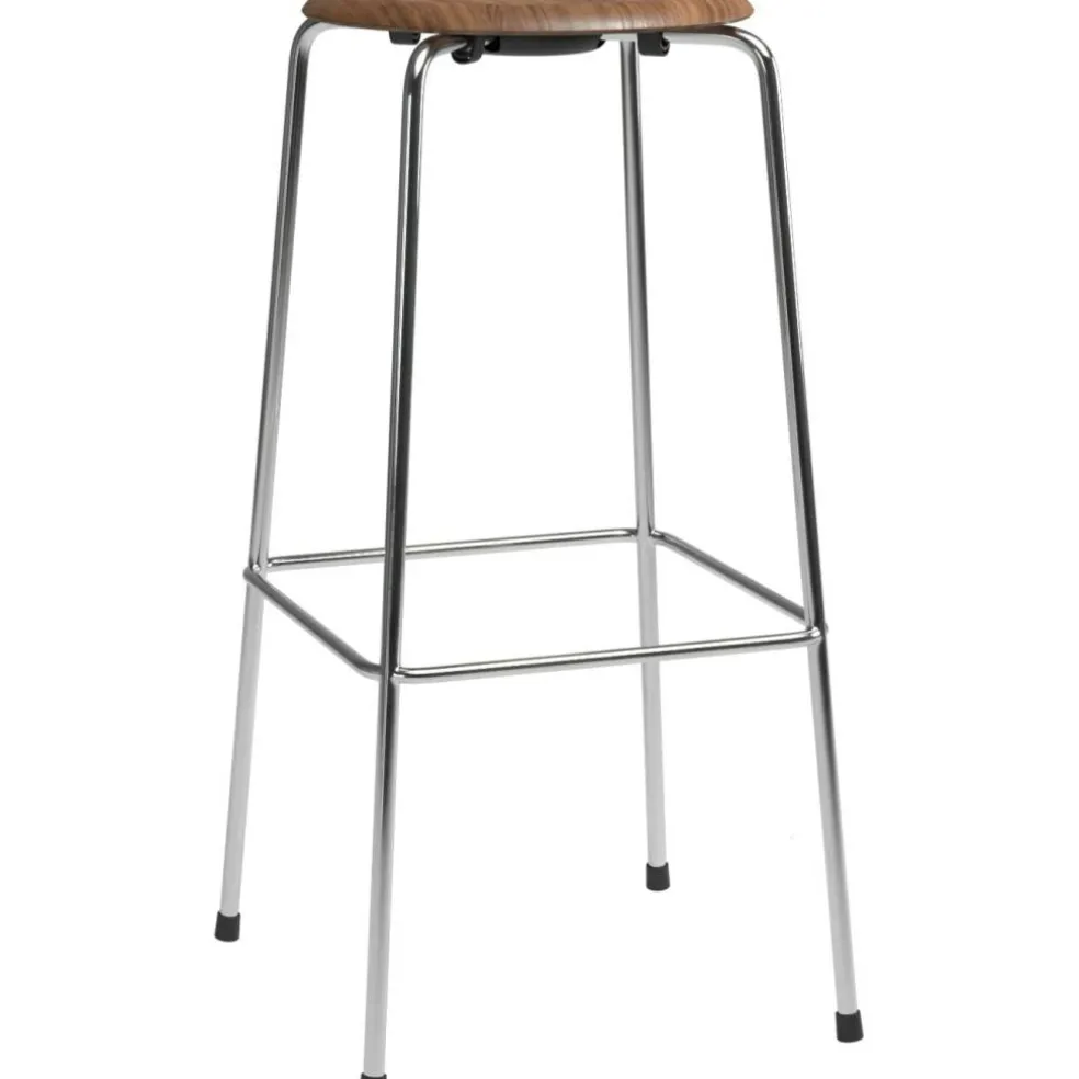 High Dot™ Barstol Med 4 Ben 76 cm, Krom / Valnötsfanér