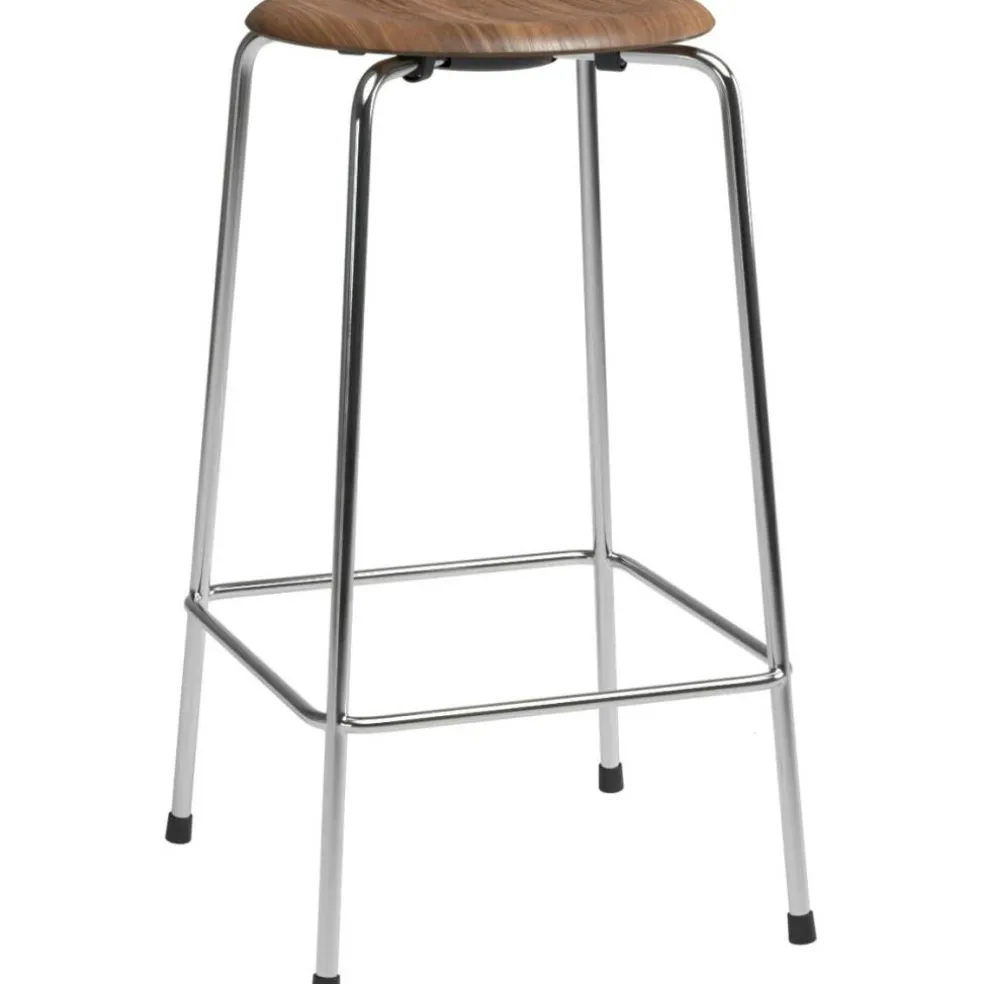 High Dot™ Barstol Med 4 Ben 65 cm, Valnötsfanér / Krom