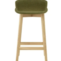 Hyg Barstol 75 cm, Klädd Framsida, Oliv / Ek