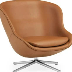Hyg Fåtölj Låg Med Snurrbas, Brandy Läder / Aluminium