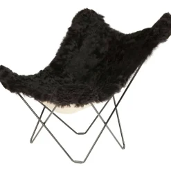 Iceland Mariposa Butterfly Chair, Shorn Black/Black