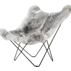 Iceland Mariposa Butterfly Chair, Shorn Grey/Black