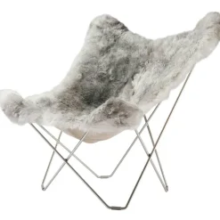 Iceland Mariposa Butterfly Chair, Shorn Grey/Chrome