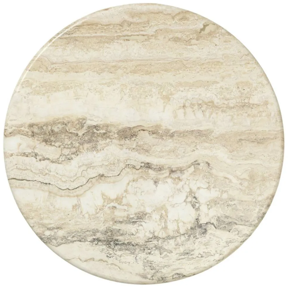 IOI Soffbord Ø70 cm, Travertin / Krom