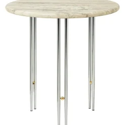 IOI Soffbord Ø70 cm, Travertin / Krom