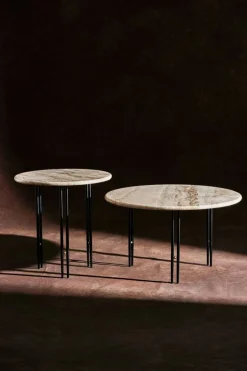 IOI Soffbord Ø70 cm, Travertin / Svart
