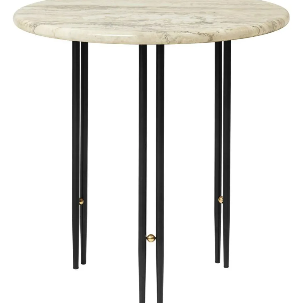 IOI Soffbord Ø70 cm, Travertin / Svart