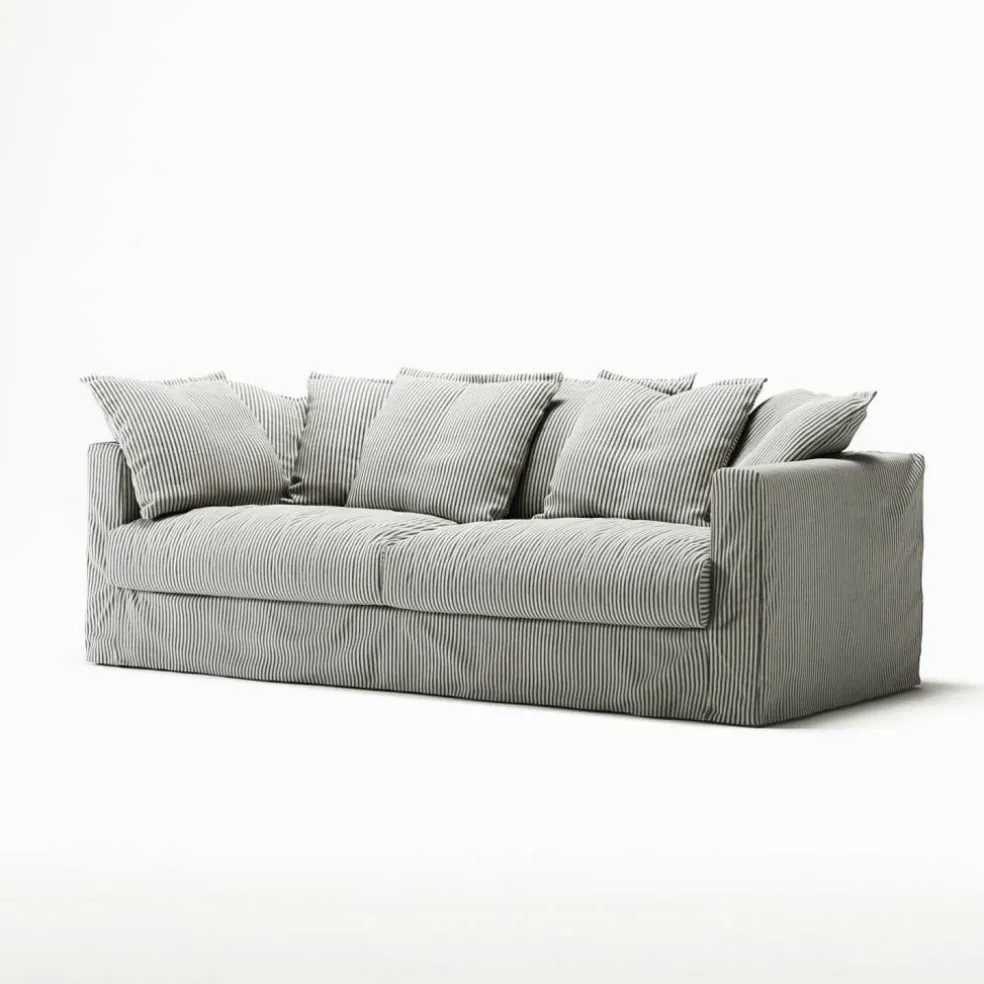 Klädsel Till Le Grand Air 3-sitssoffa Linne, Ash Stripe
