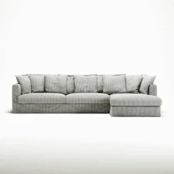 Klädsel Till Le Grand Air 3-sitssoffa Linne Divan Höger, Ash Stripe