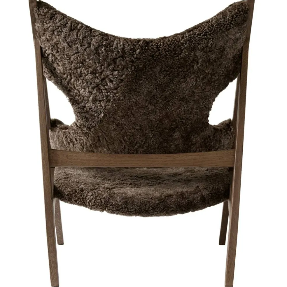 Knitting Loungestol, Mörkbetsad Ek / Fårskinn Drake 20