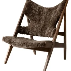 Knitting Loungestol, Mörkbetsad Ek / Fårskinn Drake 20