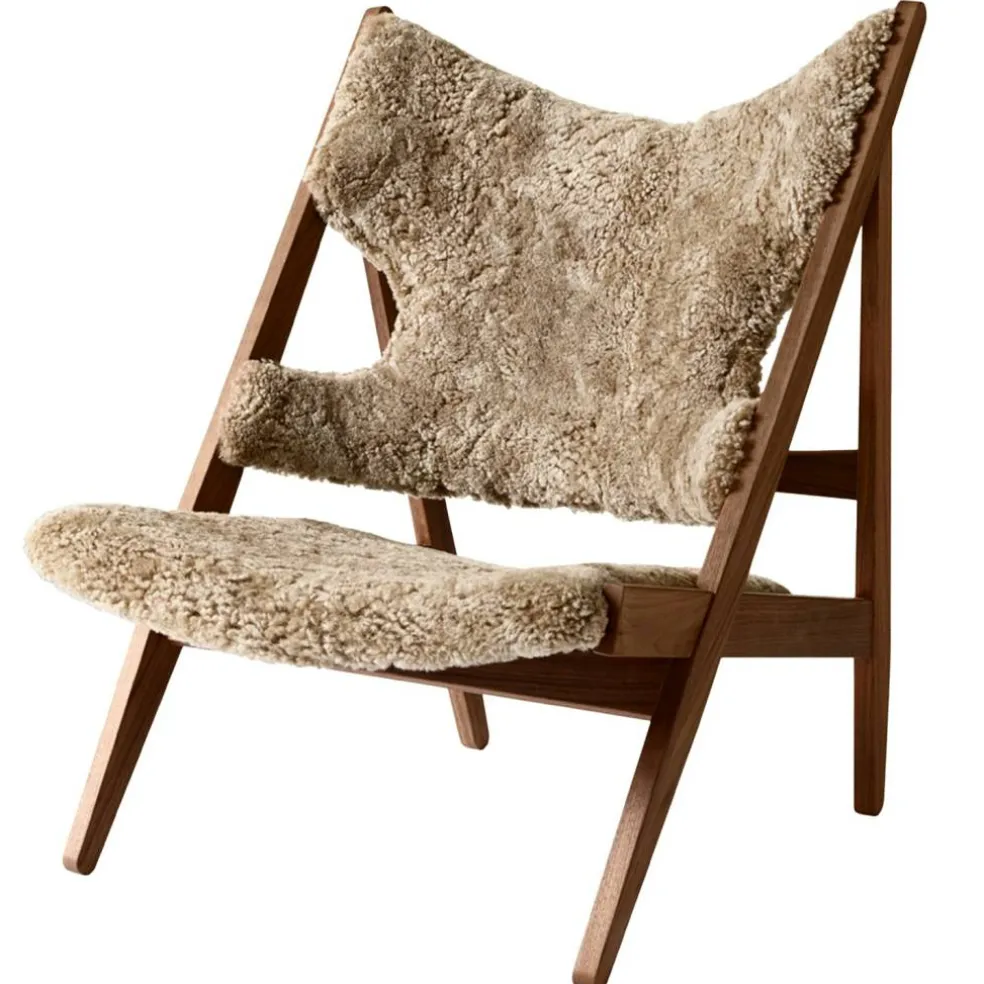 Knitting Loungestol, Valnöt / Fårskinn Sahara