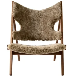 Knitting Loungestol, Valnöt / Fårskinn Sahara