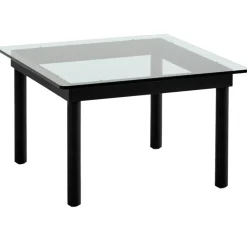 Kofi Sidobord 60x60 cm, Svart Vattenbaserad Lackad Ek / Klart Glas