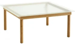 Kofi Soffbord 80x80 cm, Vattenbaserad Lackad Ek / Klart Glas
