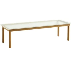 Kofi Soffbord 140x50 cm, Vattenbaserad Lackad Ek / Klart Glas