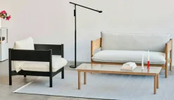 Kofi Soffbord 140x50 cm, Vattenbaserad Lackad Ek / Klart Glas