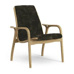 Laminett Fåtölj Fårskinn, Lackerad Valnöt / Espresso