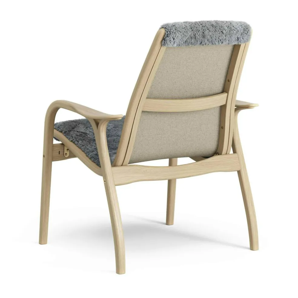 Laminett Fåtölj Fårskinn, Lackerad Valnöt / Scandinavian Grey