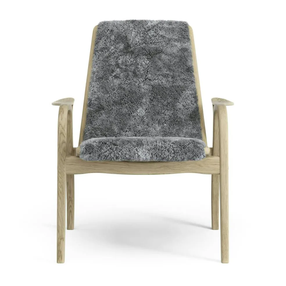 Laminett Fåtölj Fårskinn, Lackerad Valnöt / Scandinavian Grey