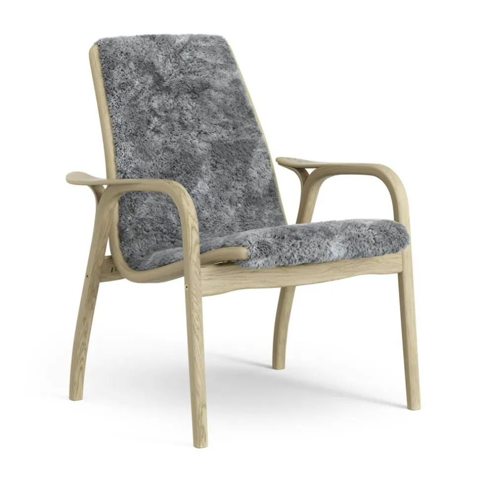 Laminett Fåtölj Fårskinn, Lackerad Valnöt / Scandinavian Grey