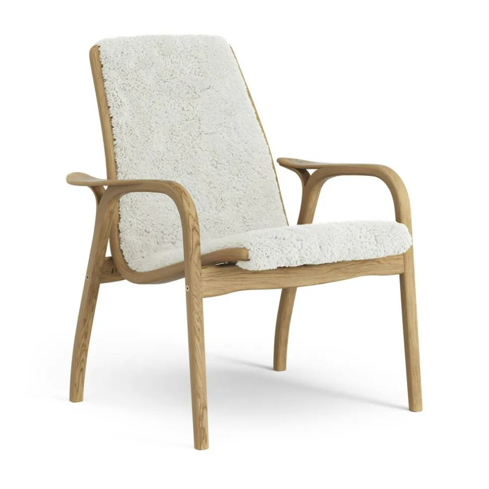 Laminett Fåtölj Fårskinn, Lackerad Valnöt / Off-white