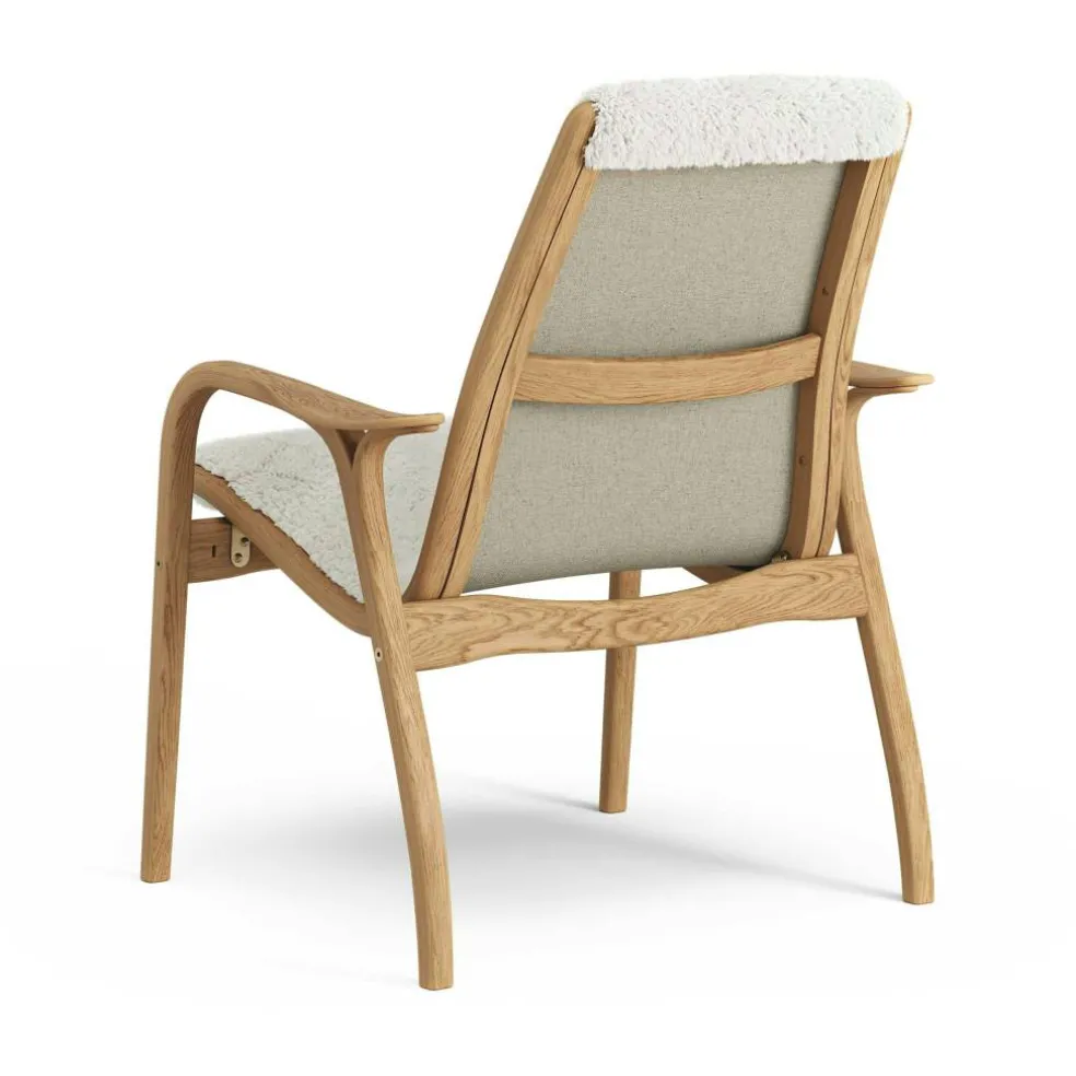 Laminett Fåtölj Fårskinn, Lackerad Valnöt / Off-white
