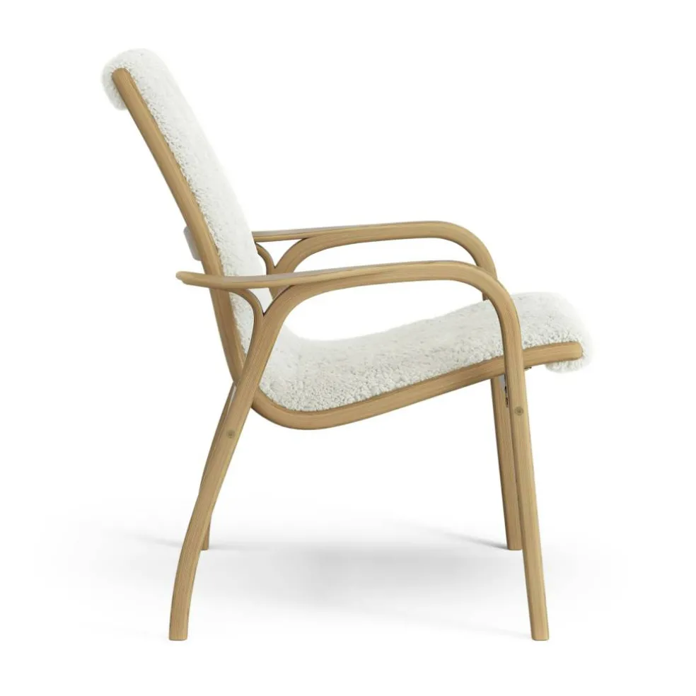Laminett Fåtölj Fårskinn, Lackerad Valnöt / Off-white