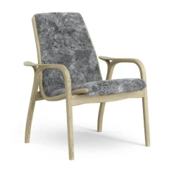 Laminett Fåtölj Fårskinn, Vitpigmenterad Lackad ek / Scandinavian Grey