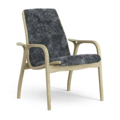 Laminett Fåtölj Fårskinn, Vitpigmenterad Lackad ek / Charcoal