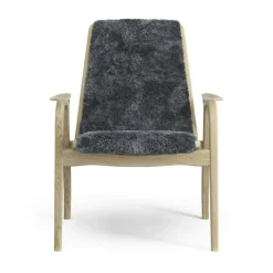 Laminett Fåtölj Fårskinn, Vitpigmenterad Lackad ek / Charcoal
