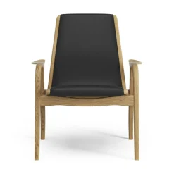 Laminett Fåtölj Läder, Lackerad Valnöt / Svart