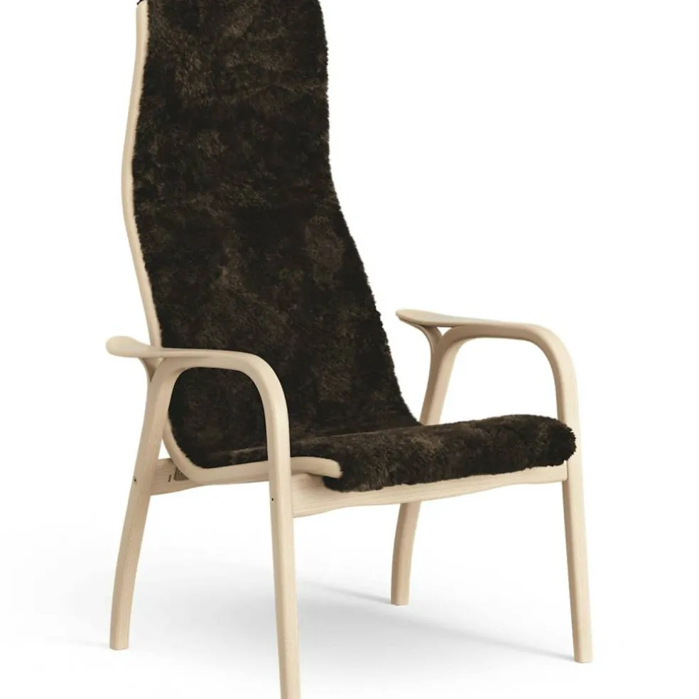 Lamino Fåtölj Fårskinn/Lackad bok, Espresso