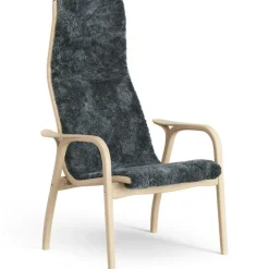 Lamino Fåtölj Fårskinn/Lackad bok, Charcoal