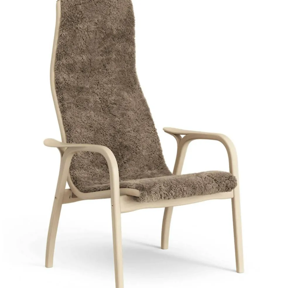 Lamino Fåtölj Fårskinn/Lackad bok, Sahara
