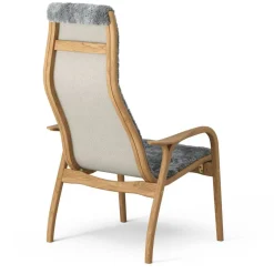 Lamino Fåtölj Med Fotpall Fårskinn, Scandinavian Grey / Oljad Ek